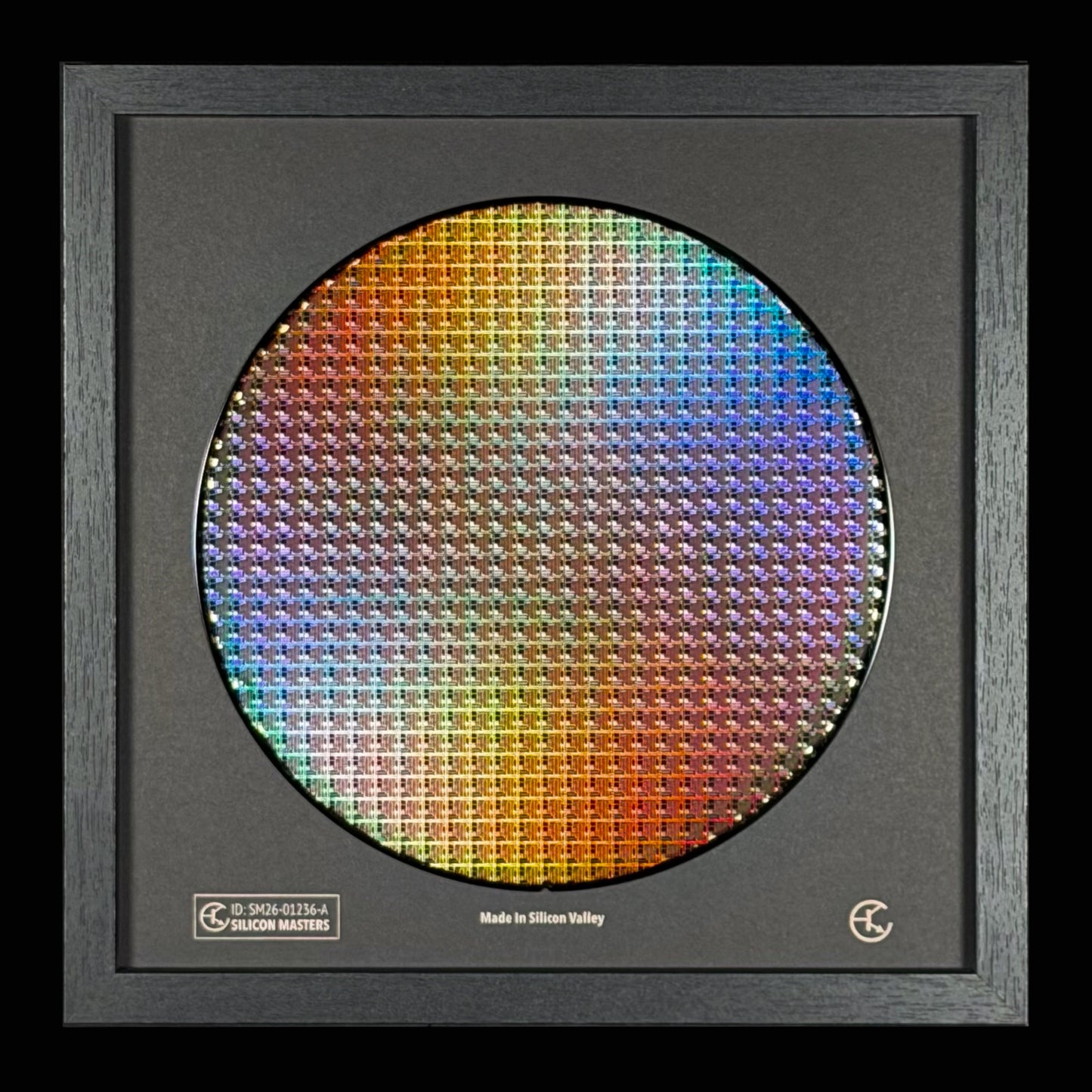 Framed 200mm Silicon Wafer: Multi Colored, Handmade in Silicon Valley