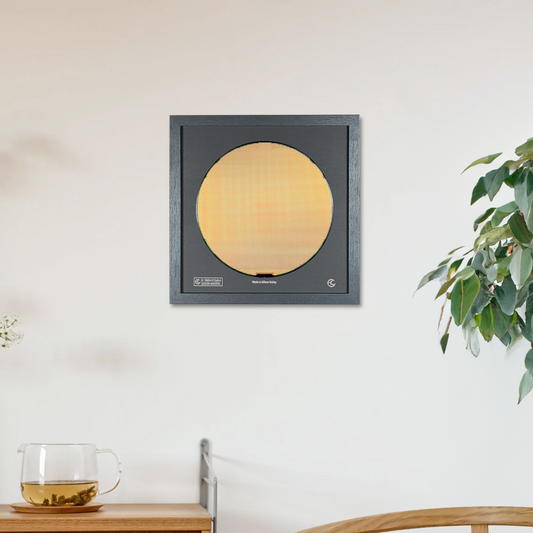 200mm silicon wafer framed wall art multicolor iridescent display handmade Silicon Valley Silicon Masters