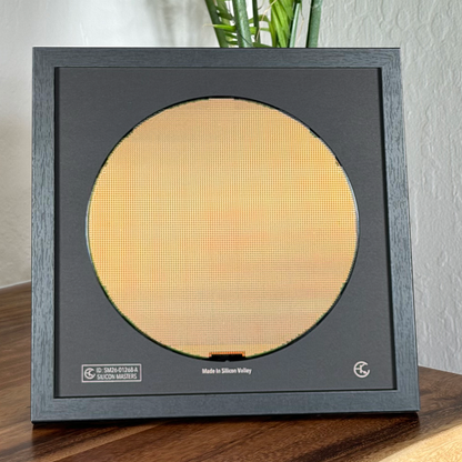 Framed 200mm multicolor silicon wafer in room display Silicon Masters
