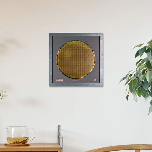 200mm silicon wafer framed wall art multicolor iridescent display handmade Silicon Valley Silicon Masters