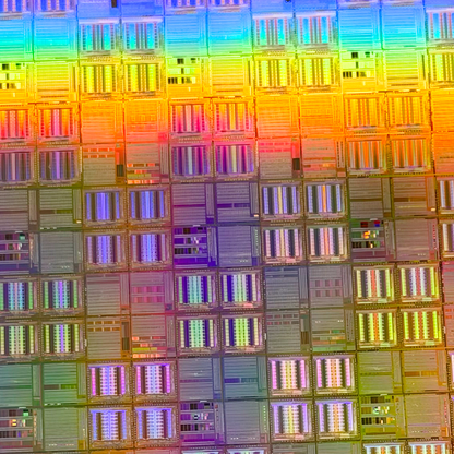 200mm Silicon Wafer Framed Wall Art — Multicolor Iridescent Display, Handmade in Silicon Valley