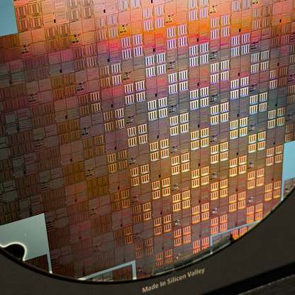 200mm Silicon Wafer Framed Wall Art — Multicolor Iridescent Display, Handmade in Silicon Valley