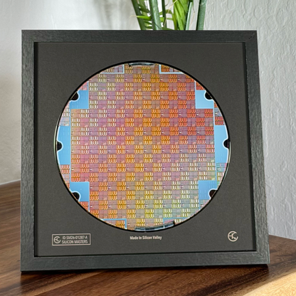200mm Silicon Wafer Framed Wall Art — Multicolor Iridescent Display, Handmade in Silicon Valley