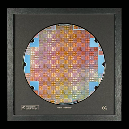 200mm Silicon Wafer Framed Wall Art — Multicolor Iridescent Display, Handmade in Silicon Valley