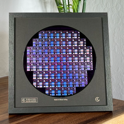 200mm Silicon Wafer Framed Wall Art — Multicolor Iridescent Display, Handmade in Silicon Valley