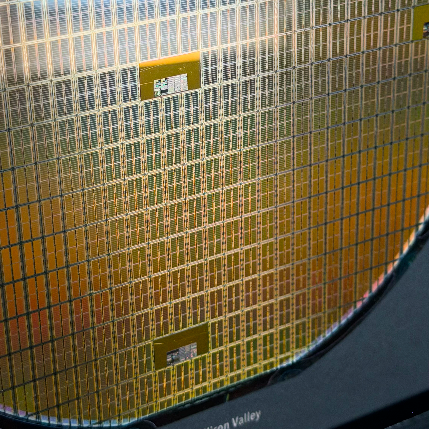 200mm Silicon Wafer Framed Wall Art — Multicolor Iridescent Display, Handmade in Silicon Valley