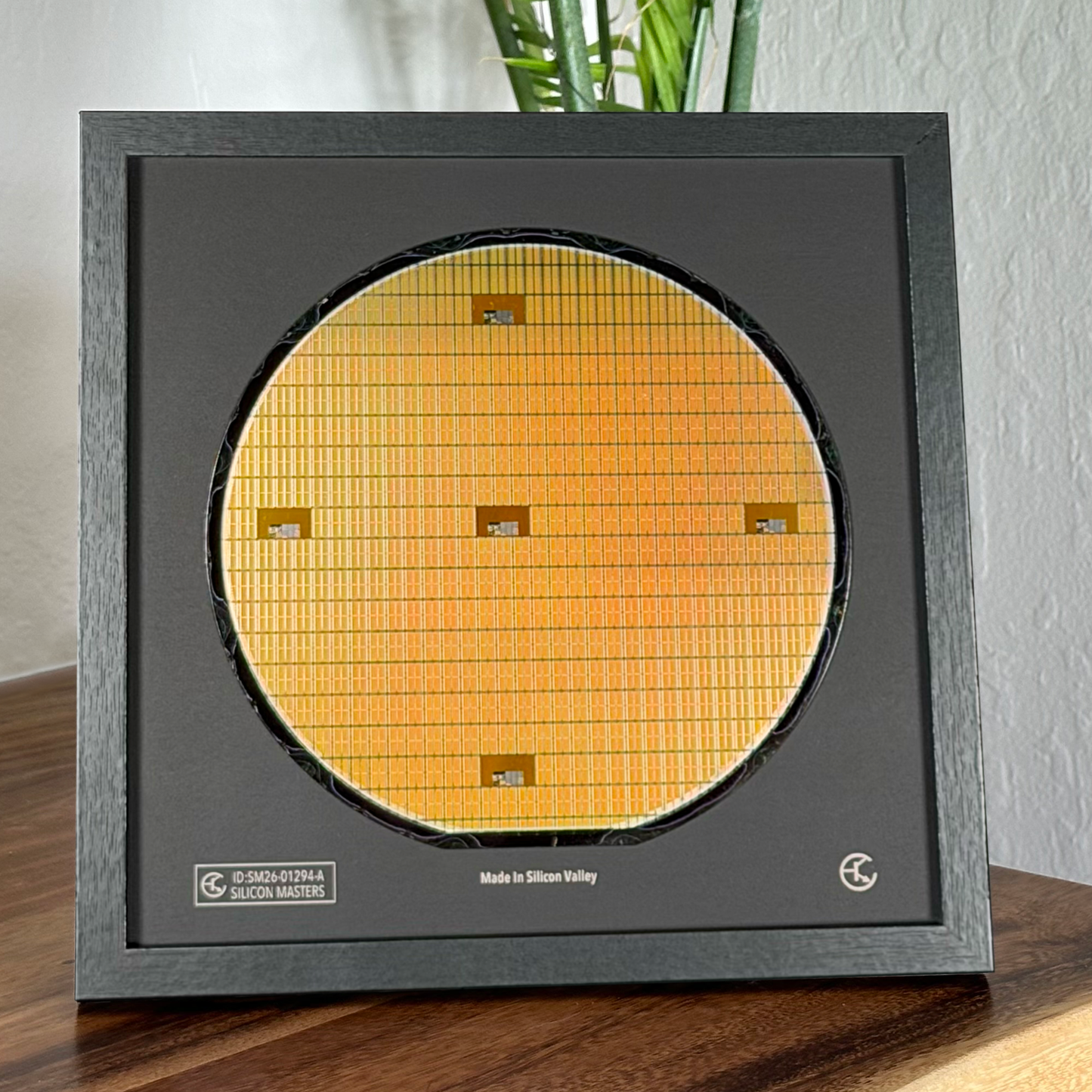 200mm Silicon Wafer Framed Wall Art — Multicolor Iridescent Display, Handmade in Silicon Valley