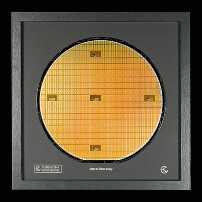 200mm Silicon Wafer Framed Wall Art — Multicolor Iridescent Display, Handmade in Silicon Valley