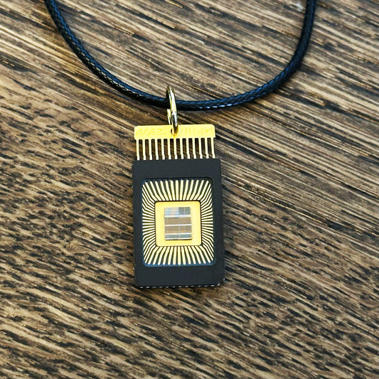 Cirque Oro Pendant Necklace with IC chip (Recycled from IC packaging and IC wafers)