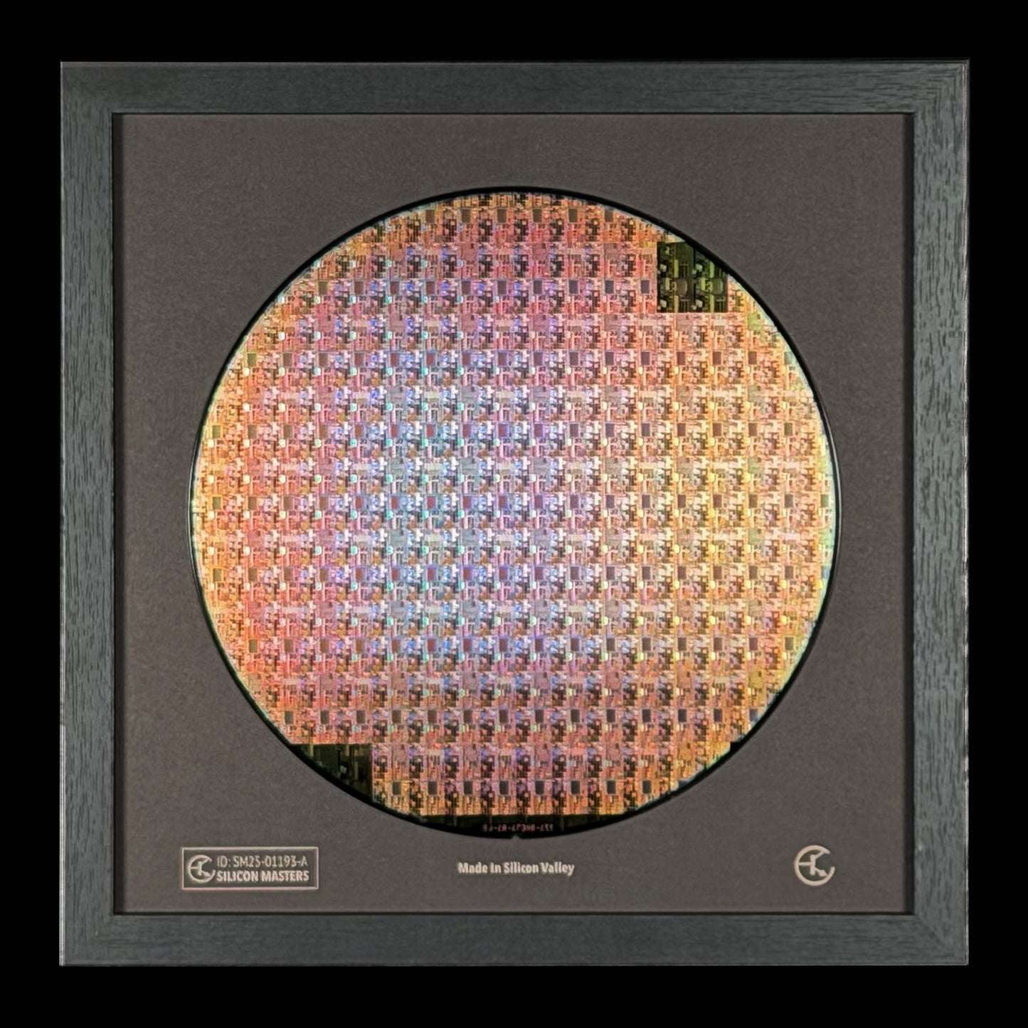 Framed 200mm Silicon Wafer: Multi Colored, Handmade in Silicon Valley