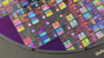 200mm Silicon Wafer Framed Wall Art — Multicolor Iridescent Display, Handmade in Silicon Valley