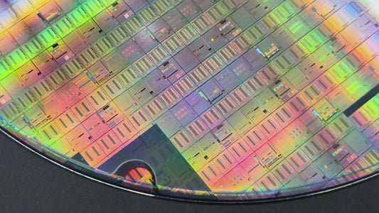 200mm Silicon Wafer Framed Wall Art — Multicolor Iridescent Display, Handmade in Silicon Valley