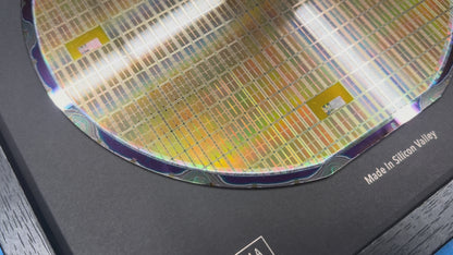 200mm Silicon Wafer Framed Wall Art — Multicolor Iridescent Display, Handmade in Silicon Valley