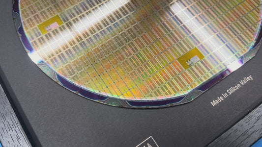 200mm Silicon Wafer Framed Wall Art — Multicolor Iridescent Display, Handmade in Silicon Valley