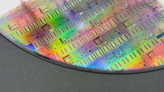 200mm Silicon Wafer Framed Wall Art — Multicolor Iridescent Display, Handmade in Silicon Valley