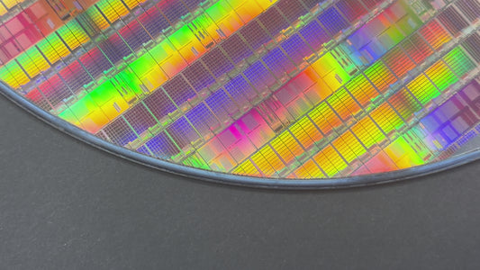200mm Silicon Wafer Framed Wall Art — Multicolor Iridescent Display, Handmade in Silicon Valley